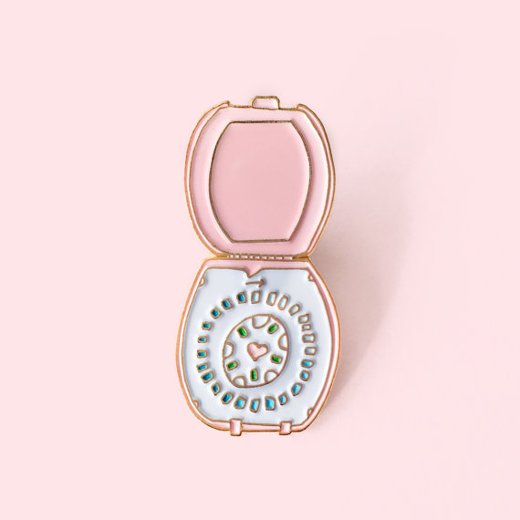 BIRTH CONTROL PILLS PIN 1.5 INCH TALL ENAMEL PIN WITH GOLD TRIM MADE IN LOS ANGELES