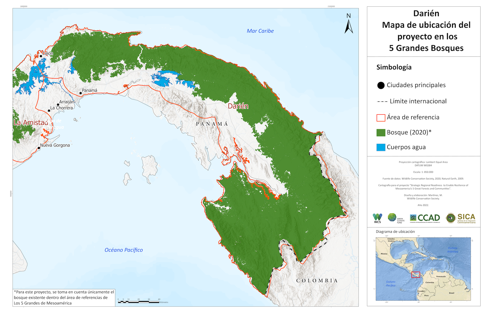 Darién Location map of the project in the 5 major forests.