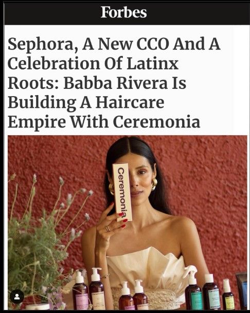Babba Rivera holding Ceremonia beauty products.