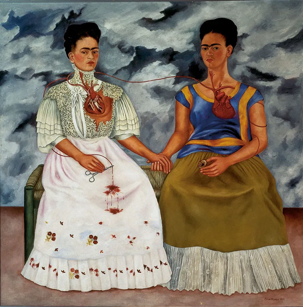 Las dos Fridas, 1939, by Frida Kahlo. Located at Museo de Arte Moderno, Mexico City, Mexico. Image: mam.inba.gob.mx