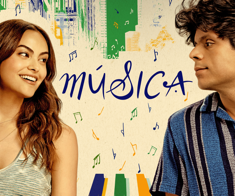 The official promotional image for Amazon Prime's film Música features Camila Mendes and Rudy Mancuso.